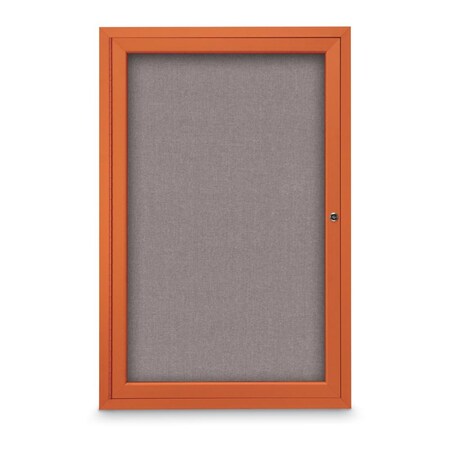 United Visual Products Slim Enclosed Corkboard, 18"x24", White Alum Frame/Medium Grey UVEB1824-WHITE-MEDGRY